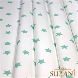 Beyaz Üzeri Mint Yıldızlı Kumaş