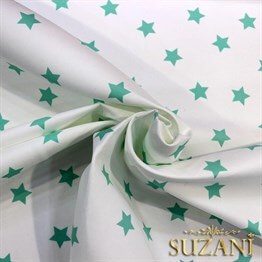 Beyaz Üzeri Mint Yıldızlı Kumaş