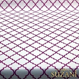 Beyaz Üzeri Mor Moroccan Desenli Kumaş