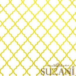 Beyaz Üzeri Sarı Moroccan Desenli Kumaş