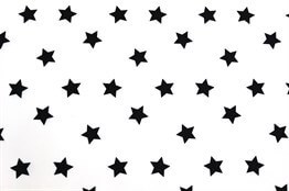 Beyaz Üzeri Siyah Dağınık Yıldızlı Kumaş