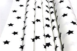 Beyaz Üzeri Siyah Dağınık Yıldızlı Kumaş