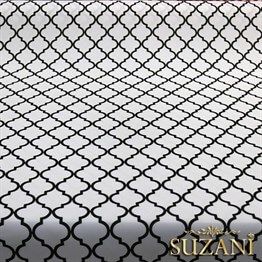 Beyaz Üzeri Siyah Moroccan Desenli Kumaş
