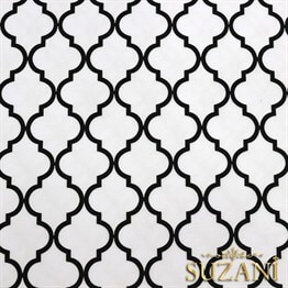 Beyaz Üzeri Siyah Moroccan Desenli Kumaş