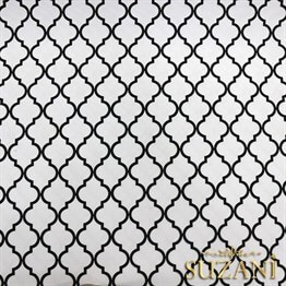 Beyaz Üzeri Siyah Moroccan Desenli Kumaş