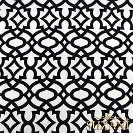 Beyaz Üzeri Siyah Ottoman Desenli Kumaş