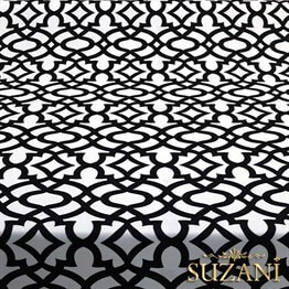 Beyaz Üzeri Siyah Ottoman Desenli Kumaş