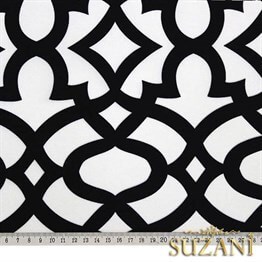Beyaz Üzeri Siyah Ottoman Desenli Kumaş