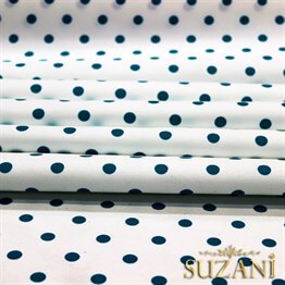 Beyaz Üzeri Turkuaz Küçük Puanlı Kumaş