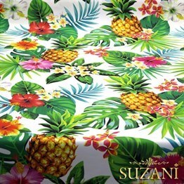 Beyaz Zemin Ananas Desenli Kumaş