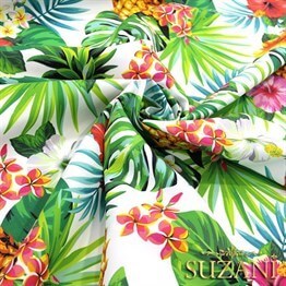 Beyaz Zemin Ananas Desenli Kumaş