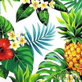 Beyaz Zemin Ananas Desenli Kumaş