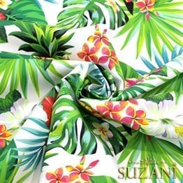 Beyaz Zemin Ananas Desenli Kumaş