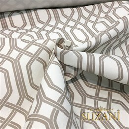 Beyaz Zemin Bej Rengi Örgü Desenli Kumaş