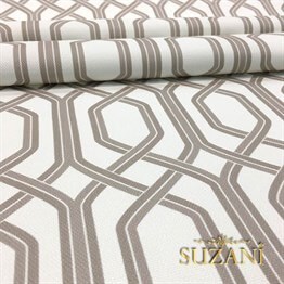 Beyaz Zemin Bej Rengi Örgü Desenli Kumaş