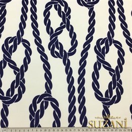 Beyaz Zemin Gemici Düğümü Desenli Kumaş