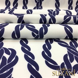 Beyaz Zemin Gemici Düğümü Desenli Kumaş