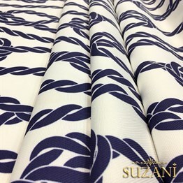 Beyaz Zemin Gemici Düğümü Desenli Kumaş