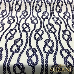 Beyaz Zemin Gemici Düğümü Desenli Kumaş