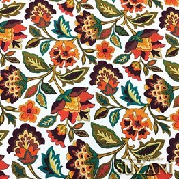 Beyaz Zemin Goblen Desenli Kumaş