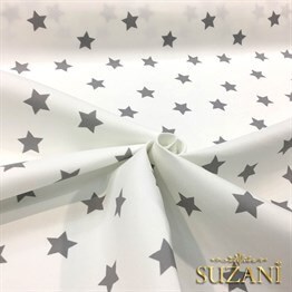 Beyaz Zemin Gri Dağınık Yıldız Döşemelik Kumaş