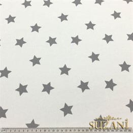 Beyaz Zemin Gri Dağınık Yıldız Döşemelik Kumaş