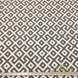 Beyaz Zemin Gri Geometrik Kumaş