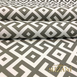 Beyaz Zemin Gri Geometrik Kumaş