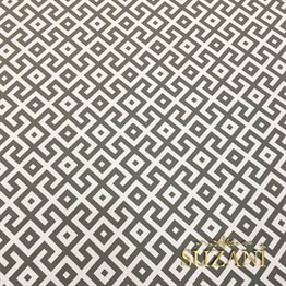 Beyaz Zemin Gri Geometrik Kumaş