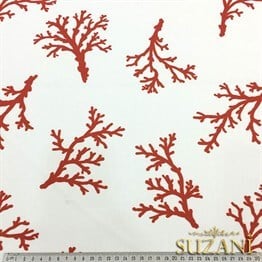 Beyaz Zemin Mercan Desenli Kumaş