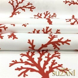 Beyaz Zemin Mercan Desenli Kumaş