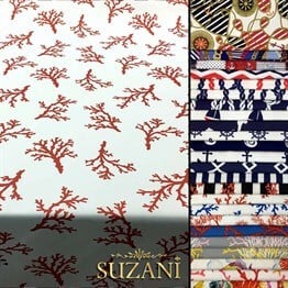 Beyaz Zemin Mercan Desenli Kumaş