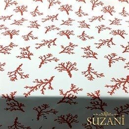 Beyaz Zemin Mercan Desenli Kumaş