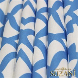 Beyaz Zemin Üzeri Mavi Ottoman Desenli Kumaş