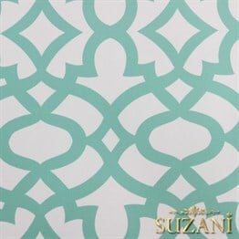 Beyaz Zemin Üzeri Mint Ottoman Desenli Kumaş