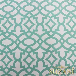 Beyaz Zemin Üzeri Mint Ottoman Desenli Kumaş