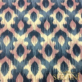 Bordo Lacivert Geometrik İkat Kumaş