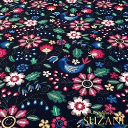 Çiçekli Nakış Efektli Kumaş