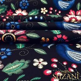 Çiçekli Nakış Efektli Kumaş