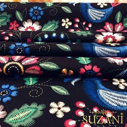 Çiçekli Nakış Efektli Kumaş