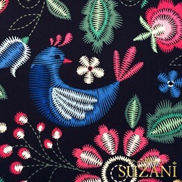 Çiçekli Nakış Efektli Kumaş