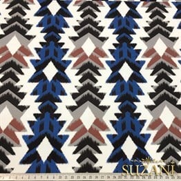 Çivit Bordo Geometrik Desenli Kumaş