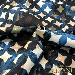 Çivit Mavi Yıldızlı Kumaş