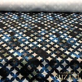 Çivit Mavi Yıldızlı Kumaş