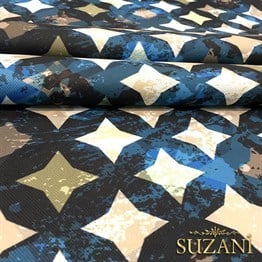 Çivit Mavi Yıldızlı Kumaş