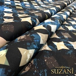 Çivit Mavi Yıldızlı Kumaş