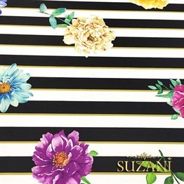 Çizgili Büyük Çiçekli Kumaş