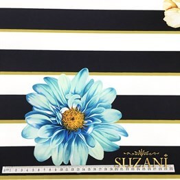 Çizgili Büyük Çiçekli Kumaş