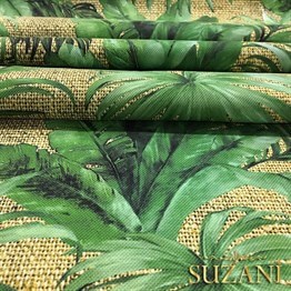 Çuval Zemin Tropikal Yapraklı Kumaş