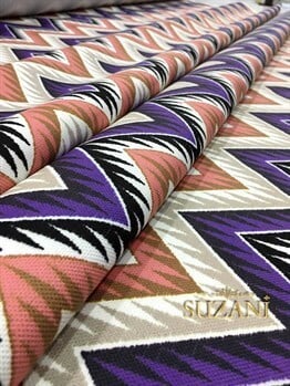 Eflatun Pembe Zigzag Kumaş